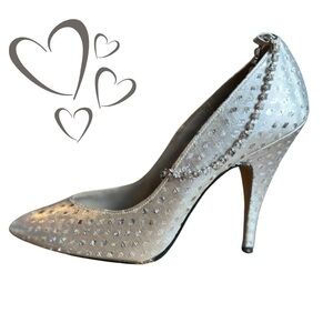 Silver Glitter Rhinestone Party Ankle Strap Wild Nights size 6